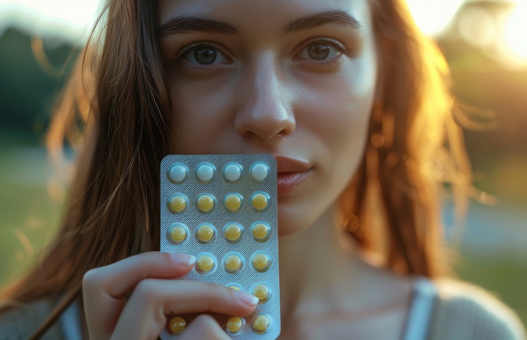 A female holding a pack of birth control pills in her hand for the benefits of going off birth control