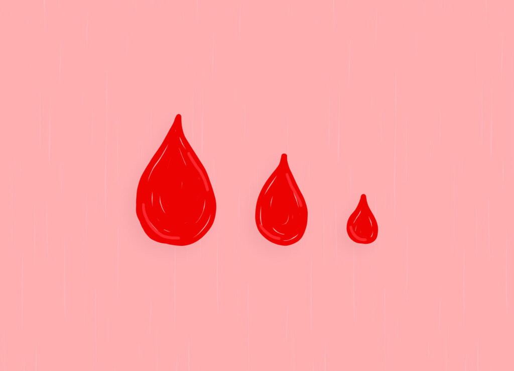 Heavy period droplets illustration