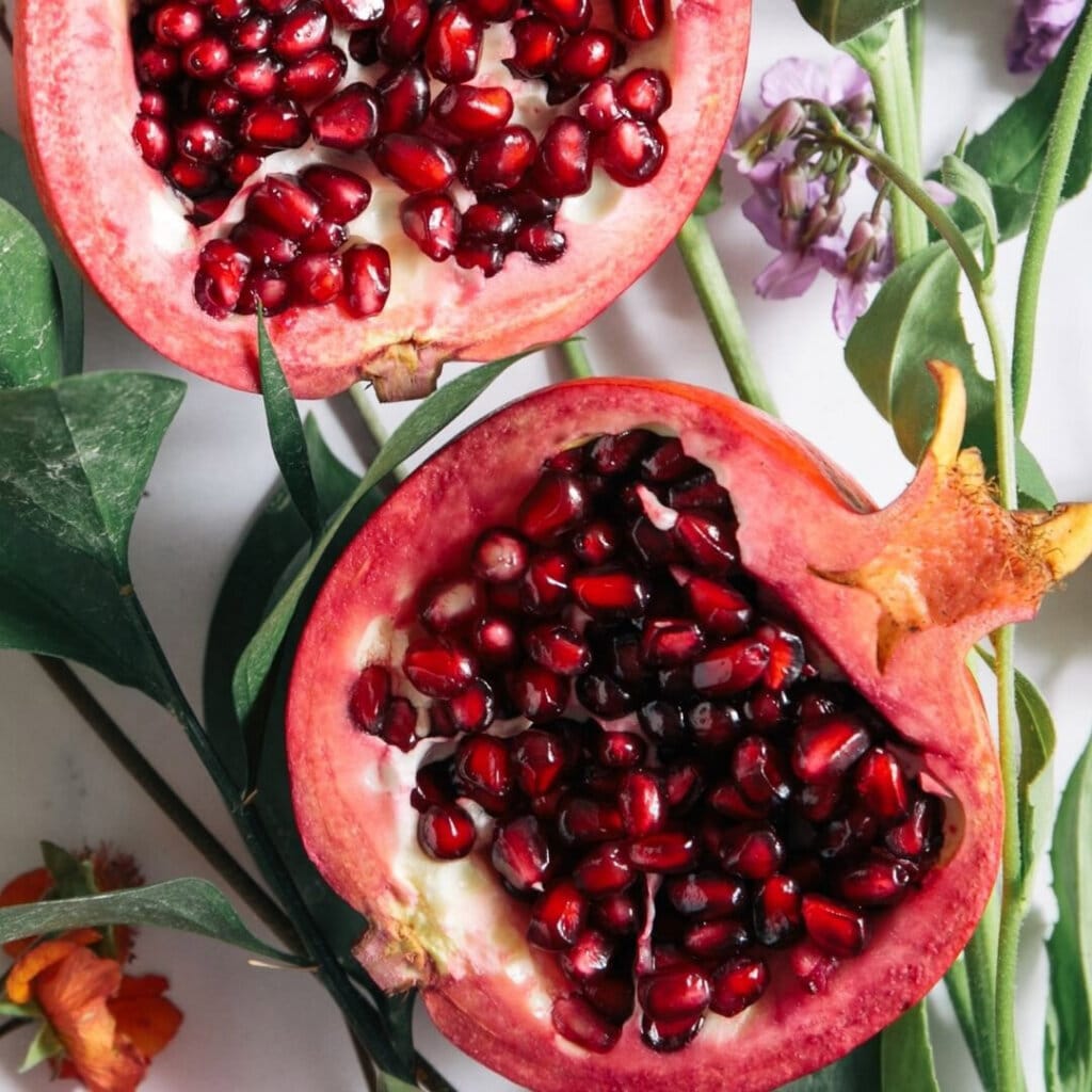 Close up of open pomegranate